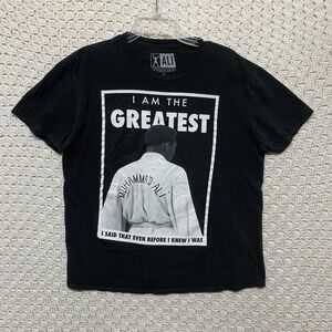 Ali T-Shirt Men Size L  Muhammad Ali Black Short Sleeve Cotton crew‎ Neck